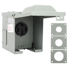 50 Amp Outdoor Power Outlet Box, NEMA 14-50R 125/250 Volt Rv Electrical Panel, Anti-Theft Lockable Outdoor Receptacle Box, Predrilled Socket Box for RV, Travel Trailer, EV, Welder, etc. ETL Listed