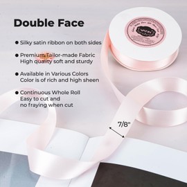 VATIN 22mm Double Faced Polyester Satin Ribbon Sideshow Rose - 23 Metre/Spool, Perfect for Wedding Decor, Wreath, Baby Shower,Gift Package Wrapping and Other Projects