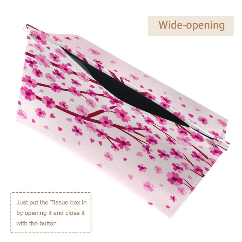 2 Pack Tissue Box Cover Holder, Nice Cherry Blossom Rectangle