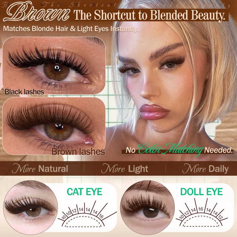 Brown Lash Clusters Kit 50D Natural Dark Brown Eyelash Clusters