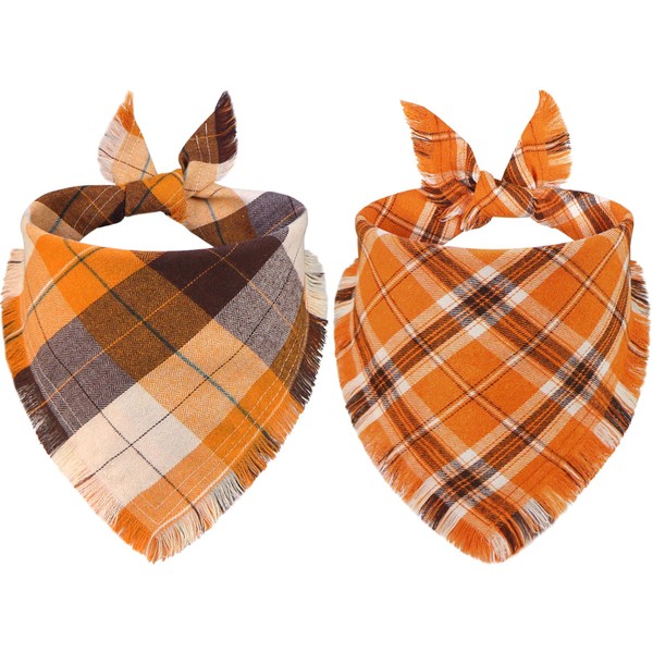 STMK 2 Pack Fall Dog Bandanas with Tassels Edges, Halloween