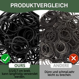 Pack of 100 Black Rubber Bands Strong, 25, 38, 50, 60, 70 mm Elastic Band Wide, Rubber Rings Various Sizes, Made of Natural Rubber, Household Rubber, Suitable for Daily Use, Office Use