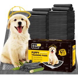 DOGGO DOUG Charcoal Puppy Pads 100 Counts,22"x22" Dog Pee Pads Small Disposable Activated Carbon Super Absorbent Full Edge-Wrapping Pee Pads Odor-Control Training Pads for Doggie Cats Rabbits