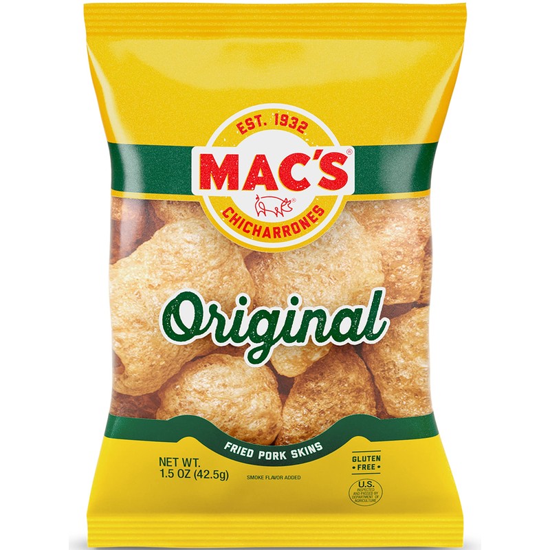Mac's Crunchy Chicharrones, Low Carb, Keto Friendly Snack (Original, 5