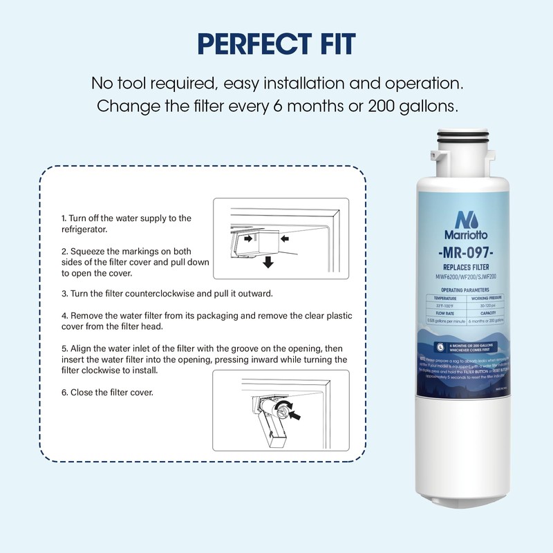 MARRIOTTO MIWF6200 Water Filter Replacement,Compatible with Midea French Door and