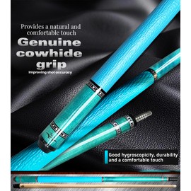 Tai ba cues 2-Piece Pool cue Stick with Case, Genuine Leather Grip, 13mm Multilayer Leather Tip, 58", Hardwood Canadian Maple Professional Billiard Cue Stick 19, 20, 21 Oz, Pink, Blue, Green, Orange