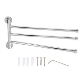 Towel Rack, Stainless Steel Bathroom Wall Mounted Towel Rack Swing Out Rotating Towel Holder Bathroom Lavatory Towel Hanger Shelf[3 Arms] Towel Bars