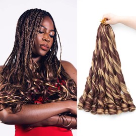 French Curl Braiding Hair Synthetic French Curl Hair Extensions for Black Women Lightweight Pre Stretched Bouncy Curly Braiding Hair for Braids 24 Inch