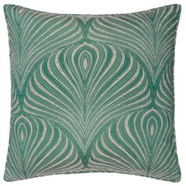 Paoletti Gatsby Jacquard Piped Cushion Cover, 55 x 55 cm, Emerald