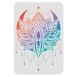 FINGERINSPIRE Lotus Stencils 11.7x8.3 inch A4 Plastic Flowers Drawing Painting Stencils Mandala Flower Wall Stencils Reusable Stencils for Painting on Wood, Floor, Wall and Tile