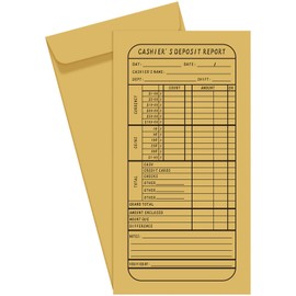 BBTO 500 Pcs Money Envelopes for Cash 9. 06'' x 4. 72'' Self-adhesive Cashier Deposit Report Envelopes Brown Kraft Easy Close and Seal for Business Coins, Cash, Credit Cards