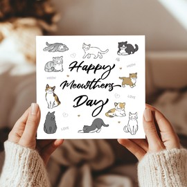 RED OCEAN Funny Cat Mother's Day Card, Cute Card for Mums, Mothers Day Cards, Meowthers Day Card, Funny Card For Cat Mum, Cat Mum Card, Card For Her, Mothers Day Card With Envelope