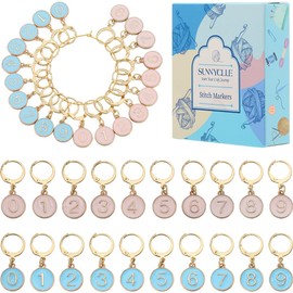 SUNNYCLUE 1 Box 20Pcs Number Stitch Markers Bulk Crochet Marker 1~9 Numbers Crochet Alloy Enamel Small Cute Round Metal Stitch Markers for Knitting Crocheting Numbered Sewing Quilting Jewellery Making