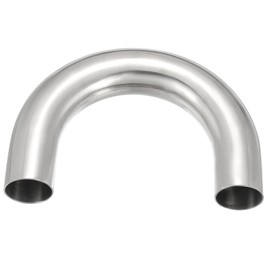 PATIKIL 180 Grad Sanitärverlängerungsrohr, 1,5 Zoll OD U-Mandrel-Bogen Ellenbogen Auspuffrohr Gerader Verbinder 304 Edelstahlverlängerungsrohr zum Modifizierte Treppengeländer HVAC