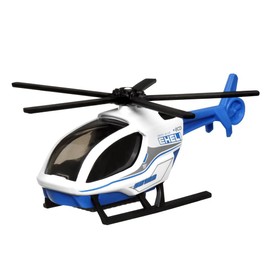 Matchbox Sky Busters MBX Eheli Die-Cast Metal Helicopter Figure - HLJ18 ~ Blue, White and Black Helicopter ~ Includes Play Mat