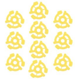 VGOL Pack of 10 Flat Plastic Adapter for Record Spacer Adapter for Snap Inserts Accessories Suitable for 45 RPM 7 Inch Record Players for Vinyl Record (Yellow)