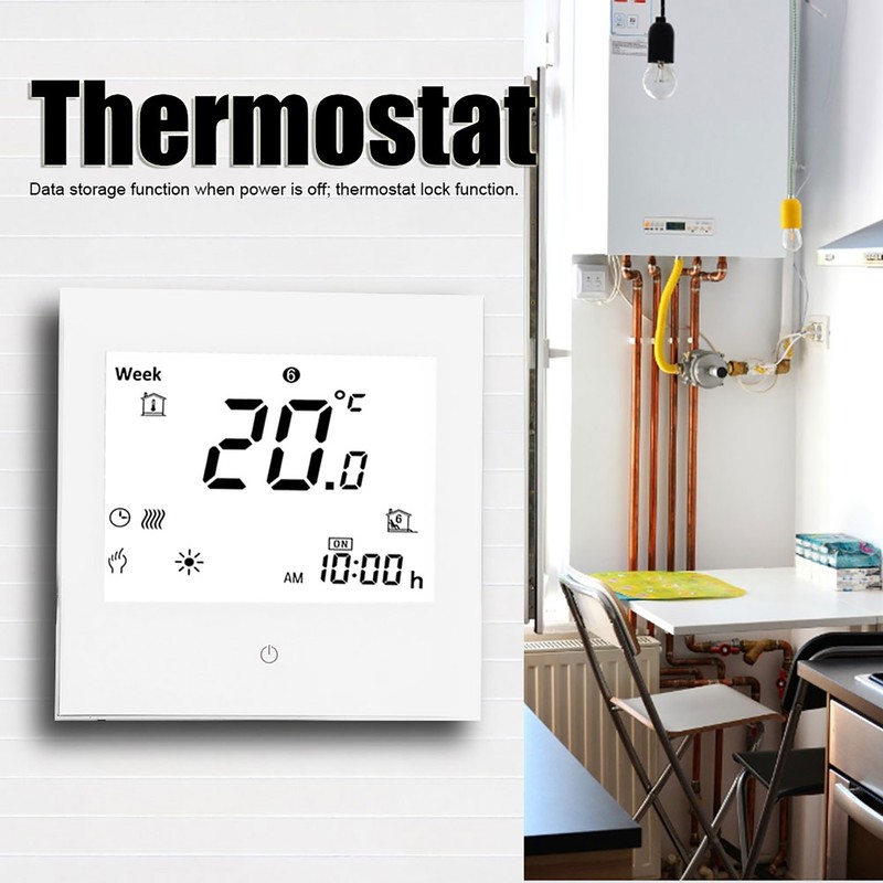 Heating Room Thermostat Weekly Programmable LCD Display Touching Screen 5A