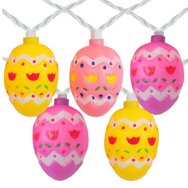 10-Count Pastel Multi-Color Easter Egg String Light Set, 7.25ft White