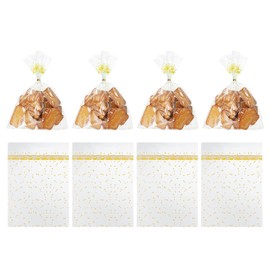 uxcell 100pcs Clear Treat Bags, 9.8" x 7.1" Valentines Cookie Bags with Twist Ties for Valentine's Day Candy Packaging Yellow