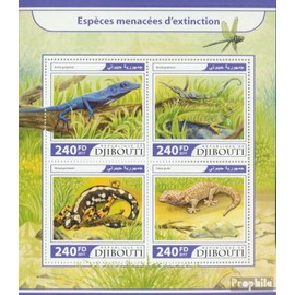 Djibouti 1563-1566 Sheetlet (complete. issue.) unmounted mint/never hinged ** MNH 2017 Affected species (Stamps for collectors) Amphibians/reptiles/dinosaurs