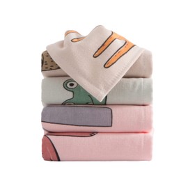 MenschSein Face Towel, Set of 2, Nursery School, Kindergarten Entrance Goods, Preparation for Kindergarten, Cute Animal Pattern, Popular, Sweat Wiping, Water Play, Girls, Boys, Kids, Cute