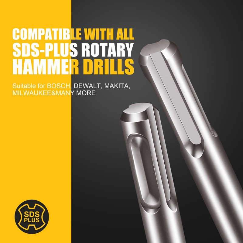 Becollo 3/4x12" SDS-Plus Rotary Hammer Drill Bit, Carbide Tip 4-Cutter