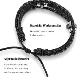 5Pcs Leather Bracelets Set Punk Braided Wristband for Men Women Woven Cuff Wrap Vintage Bracelet Adjustable Length Woven Leather Bracelet