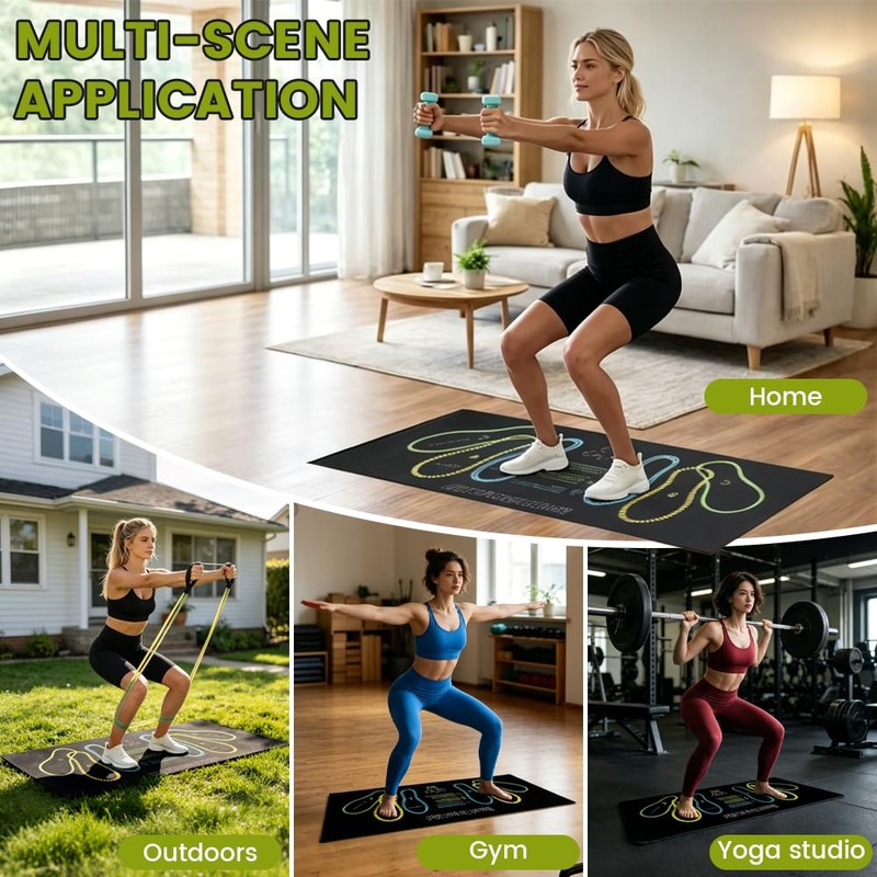 Squat Mat with Foot Position, 31.5" x 13.8" Non-Slip Exercise