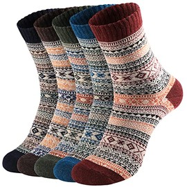 5 Pack Wool Socks for Women- Winter Warm Wool Socks Thick Knit Soft Cozy Socks, Boots Socks for Women