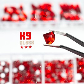 qiipii 120Pcs Red Rhinestones Nail Charms 12 Shapes Crystal Flatback Siam Red Big Gems Ruby Red K9 Glass Nail Stones Diamonds Jewels Nail Art Supplies Nail Decor for Nails Face Eyes Makeup Crafts DIY