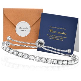 VNOX Silver Tennis Bracelets for Women Diamond Cubic Zirconia Bracelet for Woman Adjustable Classic Crystal Bangles for Women Birthday Christmas Jewelry Gifts for Women Wife Girlfriend,4-9 Inch