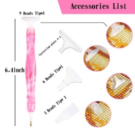 RovyFota RovyFota Diamond Painting Pen, Handmade Resin Diamond Painting Pens with Glue Clay and Various Tips, More Comfortable and Faster, 5D Diamond Painting Tools for Diamond Paintings Hobby (Pink)