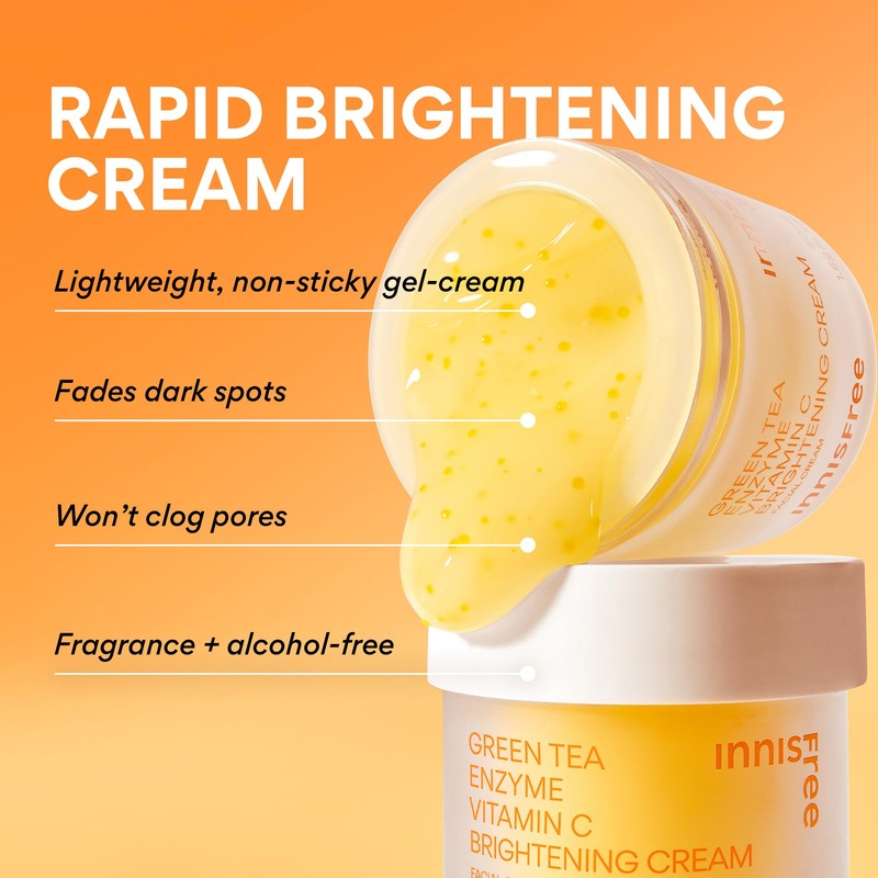 innisfree Green Tea Enzyme Vitamin C Brightening Cream, Korean Face