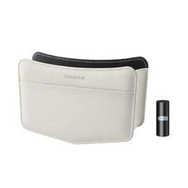 KAFANLIN Car Trash Can small Leather Vehicle Trash Bin Car Dustbin Garbage Organizer Holder with Trash Bag Foldable Mini Cars Storage Bag Container for Auto SUV van trucks (white,clip on)