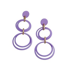 Boho Geometric Hollow Circle Dangle Earrings – Lightweight Statement Drop Earrings for Women | Retro Chic Everyday Accessory (Atomic Orchid)