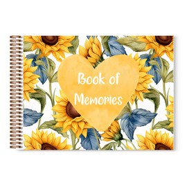 Sunflowers Book of Memories | Memory Book | Guestbook for Funerals, Weddings, Birthdays, Baby Shower | Celebrations | A4 Spiral Bound | 80 Pages | Book of Condolence | Scrapbook | Photo Album