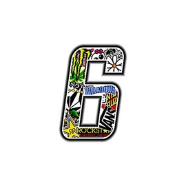 Racing Number 6Â Sticker Sticker Bomb, 10Â x 7.5Â cm