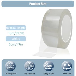 Transparent Window Weather Sealing Tape, 2inch x 32.8ft Waterproof Weather Stripping Tape Air Conditioner Window Seal Tape for Windows, Doors, Air Wat, RV Bathroom, Kitchen, Outdoor