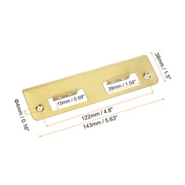 sourcing map 2 Sets Door Strike Plate, 38mm x 143mm Stainless Steel Latch Deadbolt Replacement Lock Strike Plate for Door Frame Door Jamb Reinforcement, Gold