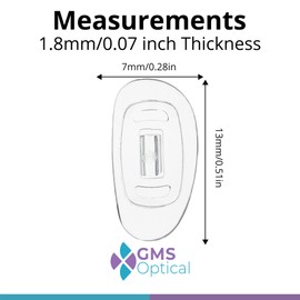GMS Optical® Premium Grade Soft Silicone - D-Shape Push-in Nose Pads for Glasses, Sunglasses, and Eye Wear (Push-in 13MM, 10 Pair)