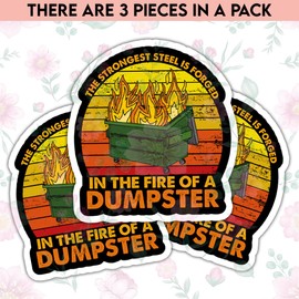 TODOLIA (3Pcs-3in) The Strongest Steel is Forged in The Fire of a Dumpster Stickers Vintage Vinyl Sticker for Laptop Bumper Water Bottle Locker Skateboard-