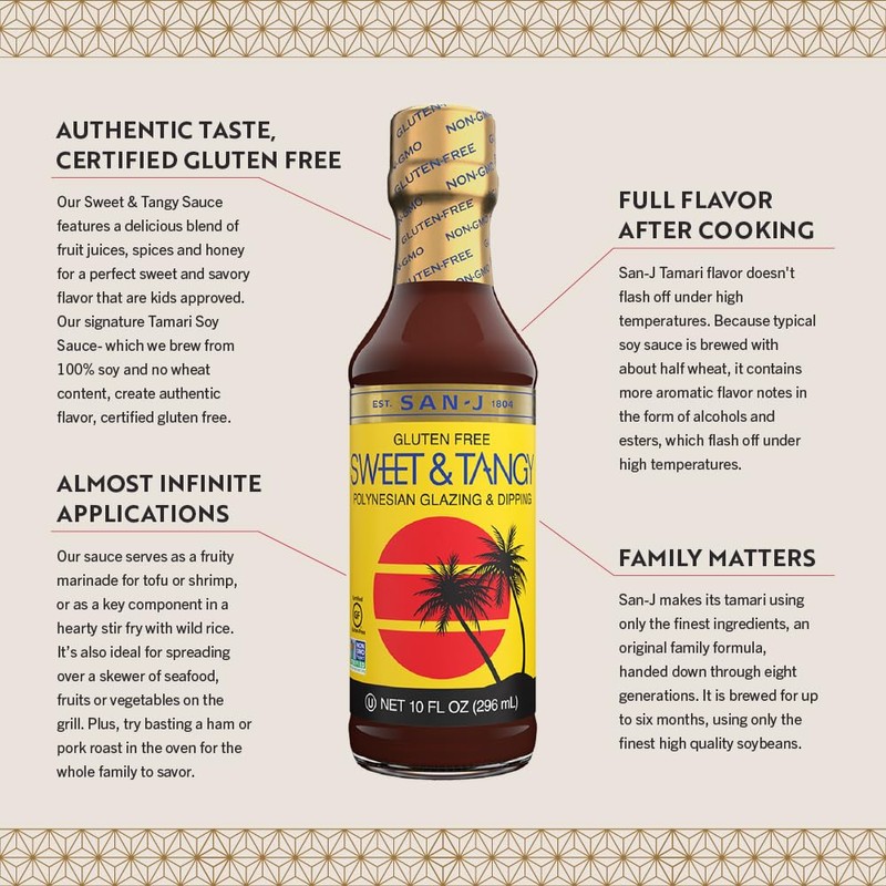 San-J Sweet and Tangy Gluten Free Sauce - Glaze Sauce,