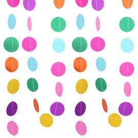 Colorful Paper Garland with Circles and Dots Pastel Colors Birthday Party Dots Background Streamers Party Garland Banner Rainbow Hanging Decorations for Wedding Baby Shower 5