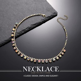 JONKY Rhinestone Choker Necklace Gold Tennis Necklaces Colorful Crystal Neck Chain Sparkly Neck Jewelry for Women