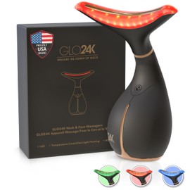 GLO24K Red Light Beauty Device for Face and Neck - Based on Triple Action LED, Thermal, and Vibration Technologies