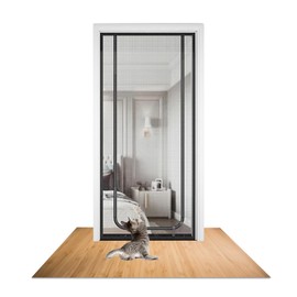 Cat Gate Balcony Door, Pet-Safe Mesh Door for Living Room, Thickened Cat Proof Mesh Door, Prevent Cats from Running, Bedroom, Kitchen, Patio (90 x 200 cm)