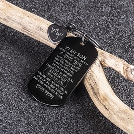 To My Son Keychain From Mom: Key Chain for Him Birthday Christmas Valentines Day Gifts for Son Key Ring Inspirational(To My Son-Black)