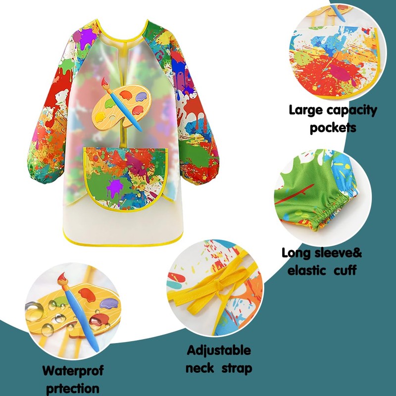 LXOrdora Kids Art Apron Waterproof Smock Long Sleeved Graffiti M