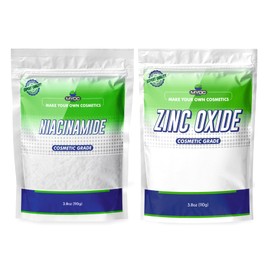 MYOC White Zinc Oxide Powder (110 gram) & Pure Niacinamide Powder (110gm) 3.9oz - Cosmetic Grade| Combo Pack