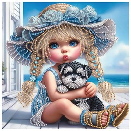 DPDAKIT Diamond Painting Kits, Dog and Girl 5D Special Shape Diamond Art Kits for Adults, Crystal Rhinestones Art Craft for Beginners DIY Home Wall Decor Gift, 12 × 12 Inches